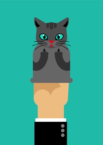 Cat isolated pet rude gesture animal Vector Image