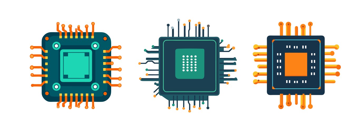 Microchip technology cpu processor semiconductor vector image