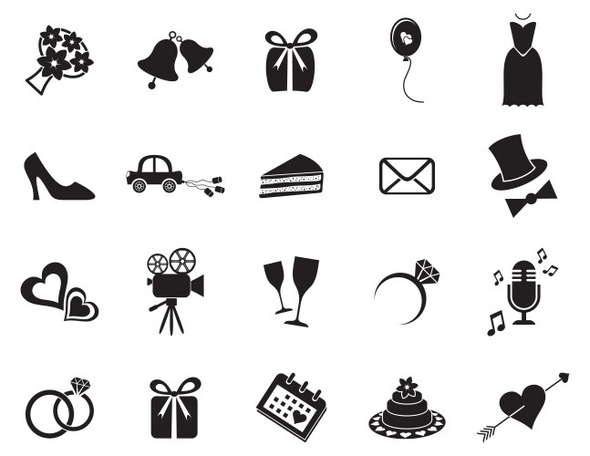 Wedding ring icons Royalty Free Vector Image - VectorStock