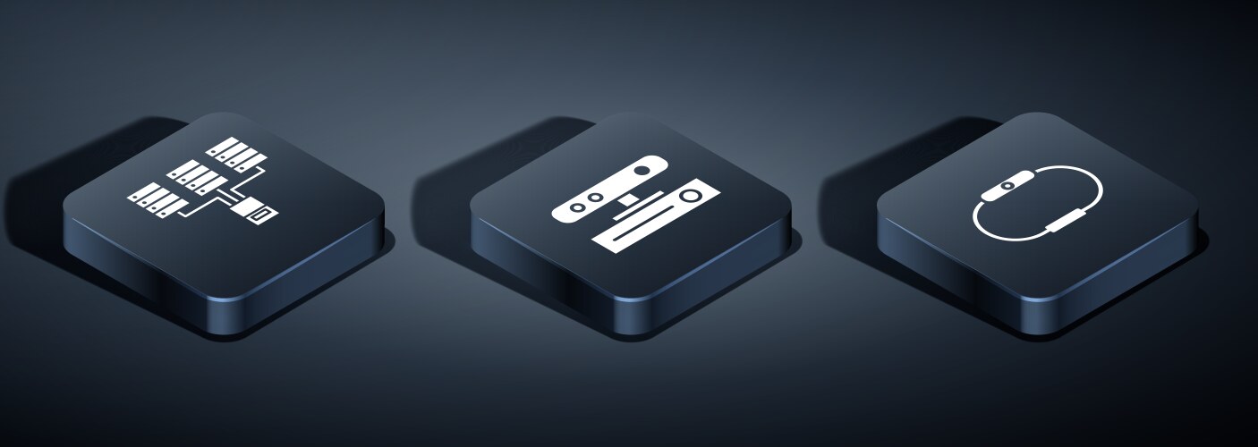 Set isometric server data web hosting vector image