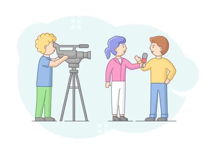 Concept of reportage and interview journalist vector image