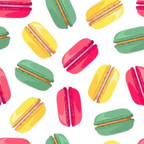 Seamless pattern with tasty macaroon vector image