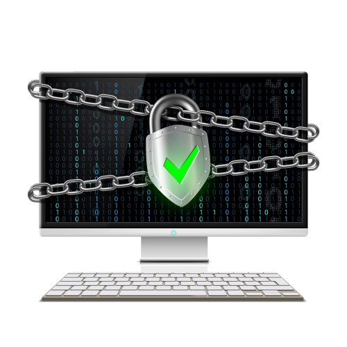 Secure Computer Lock with Chain vector image