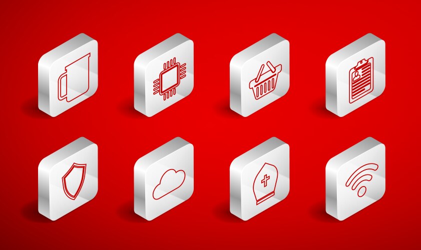 Set line wi-fi wireless network processor vector image