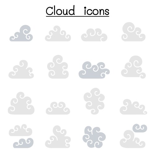 Curl cloud icon set in flat color style vector image