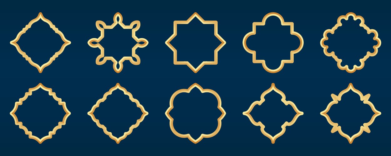 islamic golden frame shapes set ramadan window vector