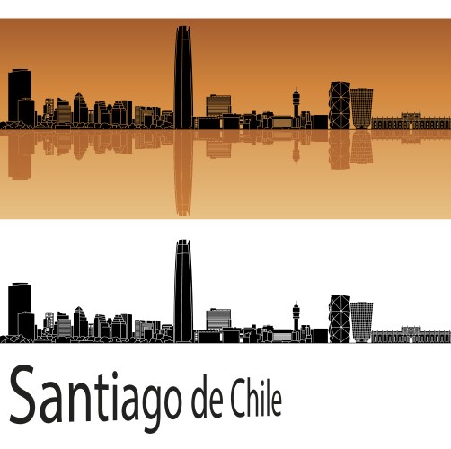 Santiago de Chile Skyline - Orange Vector Image