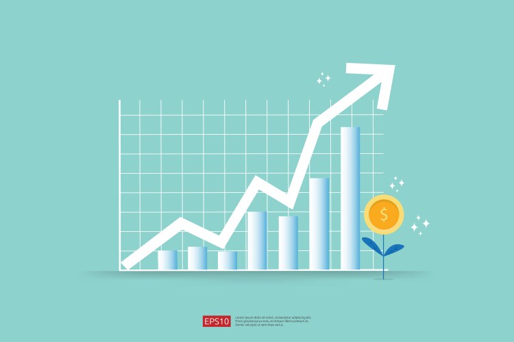 increase profit sales diagram business chart vector image