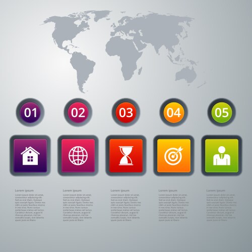 Five steps dark cycle diagram schema template Vector Image