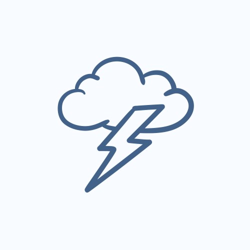 Cloud and Lightning Sketch Icon Vector Image
