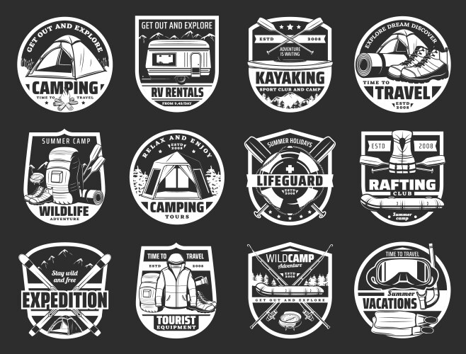 Outdoor Adventure Icons Vector Image