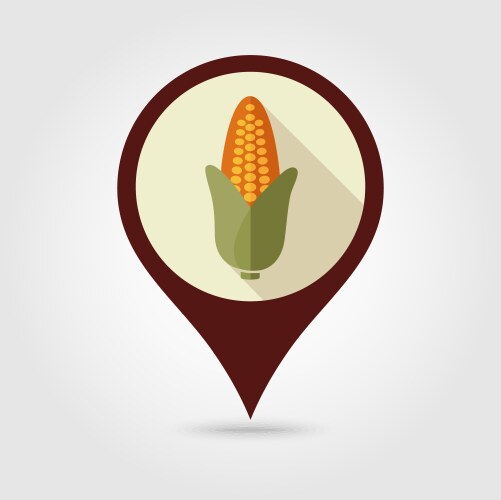 Corn flat pin map icon vegetable Royalty Free Vector Image