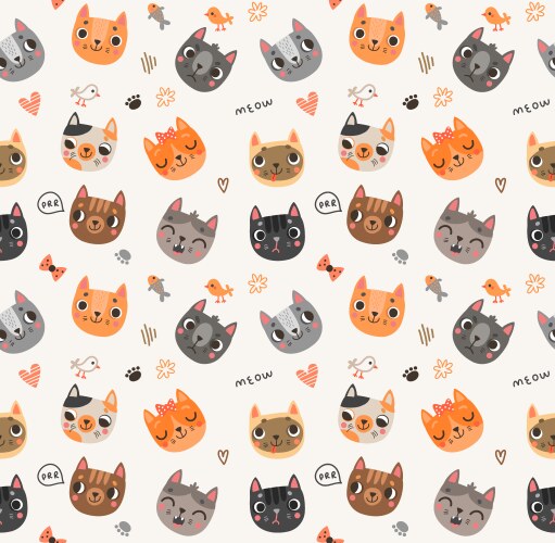 Cute cat set Royalty Free Vector Image - VectorStock