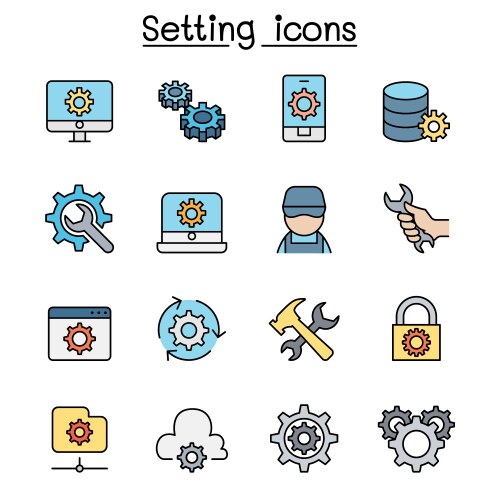 setting setup configuration maintenance color vector