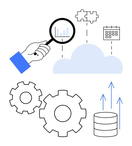 Magnifying data analysis with cloud integration vektorbild