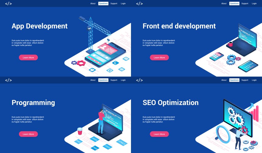 Programming Landing Page Templates vector image