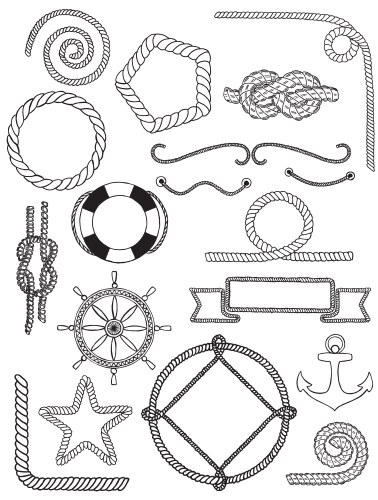 Nautical rope knots icon set Royalty Free Vector Image