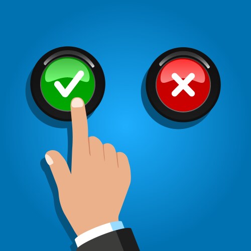 Accept and decline buttons with finger vector image