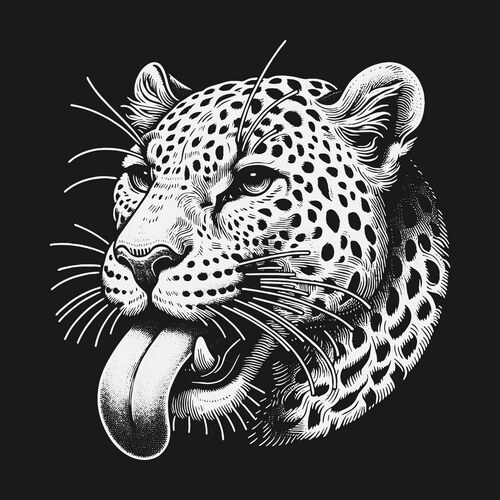 Leopard Head - Monochrome Portrait Vector Image