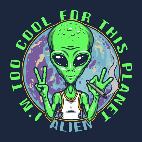 Retro Alien Planet Graphic Vector Image