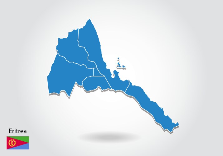 Eritrea map design with 3d style blue vector image