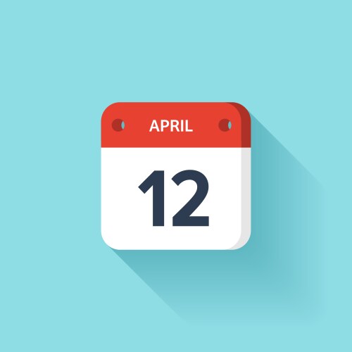 april 12 isometric calendar icon with shadow vector image