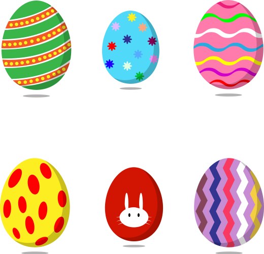 Set of colorful easter eggs on white background Vector Image
