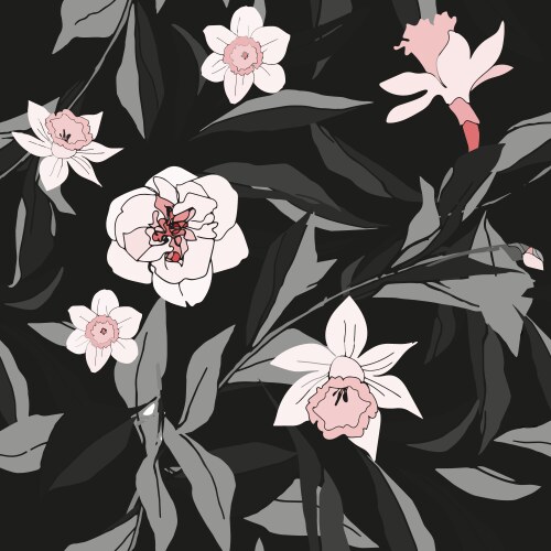 Peony Floral Pattern Vector Image