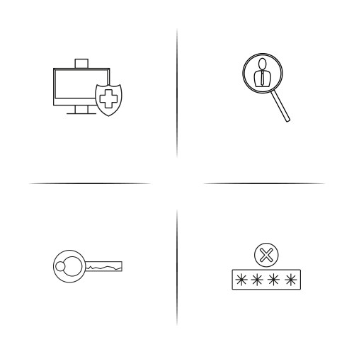 Internet security simple linear icon setsimple vector image