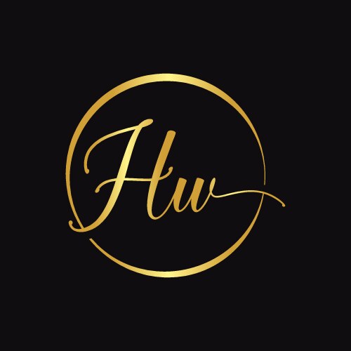 Hw script logo design template initial vector image