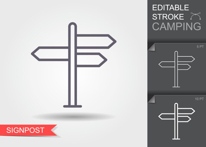 Signpost pointer line icon outline sign vector image