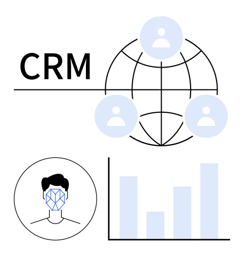 Crm system with global connection user profile vector image