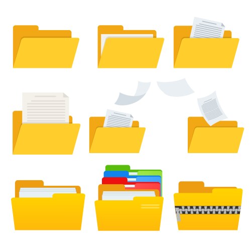 Set yellow web computer folder icon vector image