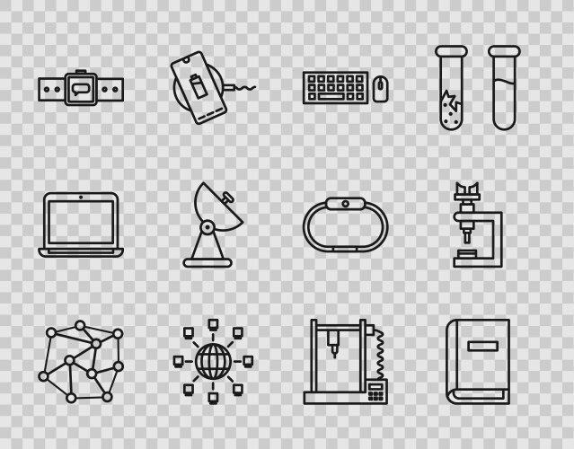 Set line neural network user manual keyboard vector image