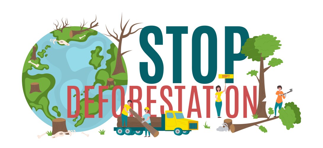 Isometric deforestation concept Royalty Free Vector Image