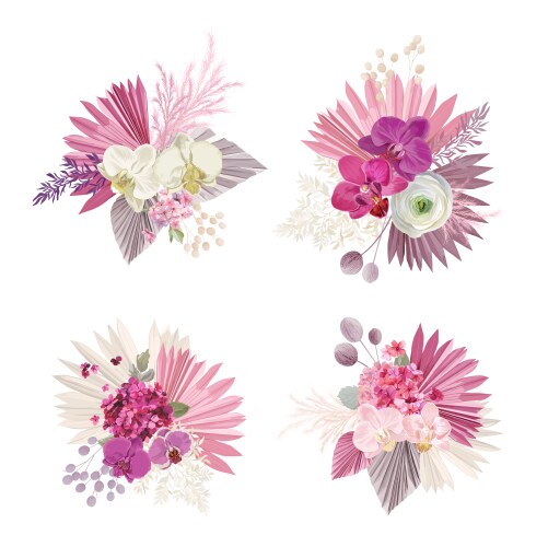 Tropical Boho Floral Collection Vector Image