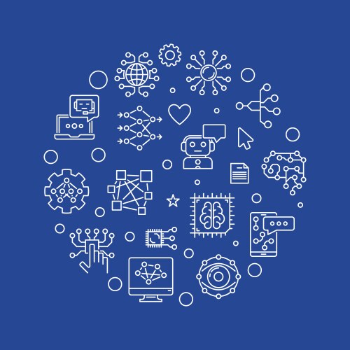 Ai outline round banner artificial intelligence Vector Image