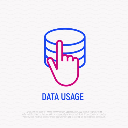 Data usage and access icon hand pushing on server vector image
