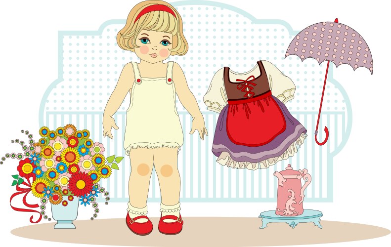 Paper doll with clothes Royalty Free Vector Image