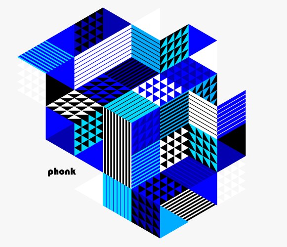 Blue abstract geometric background with cubes Vector Image