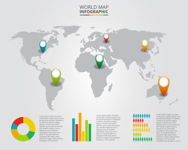 Global Map with Data Visualization vector image