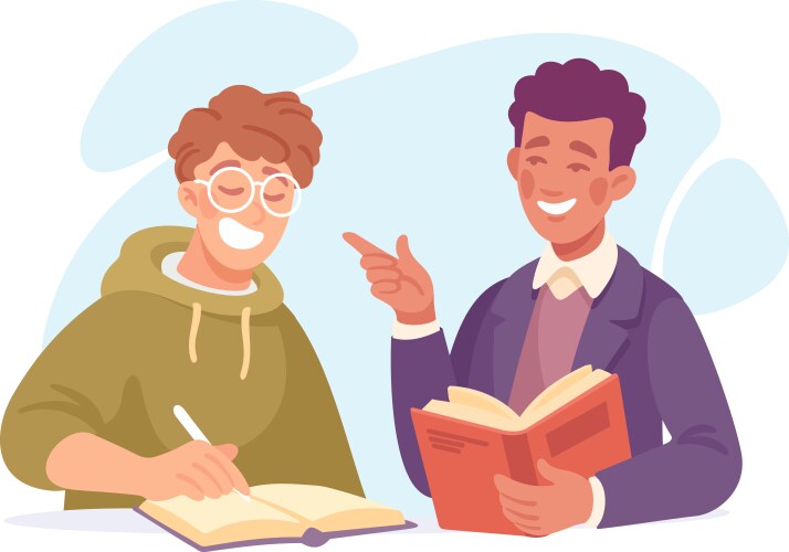 Man student character with book learn lesson vector image