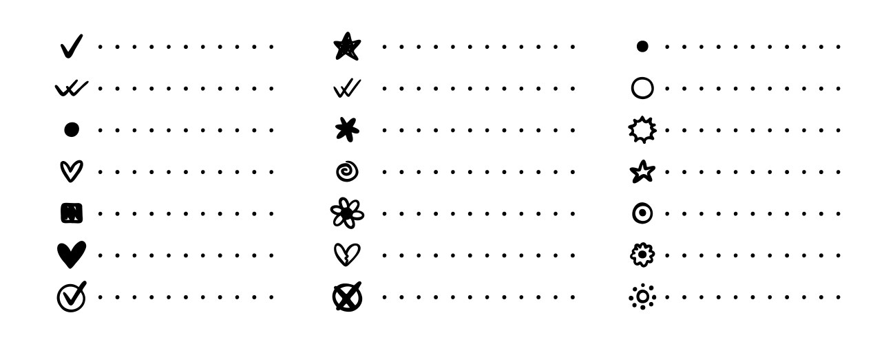 Notebook point checklist set various bullet vector image