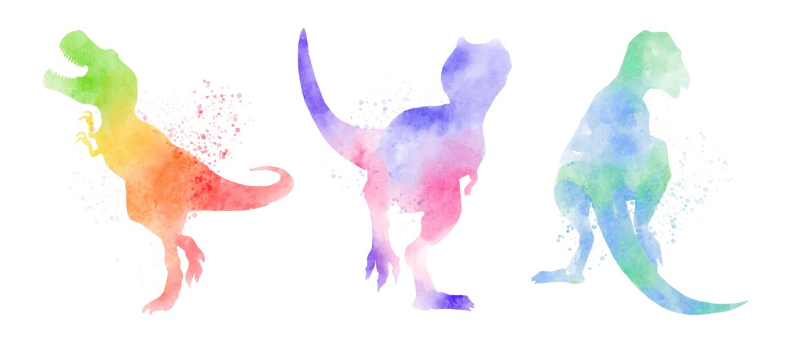 tyrannosaurus rex dinosaurs colorful silhouette vector