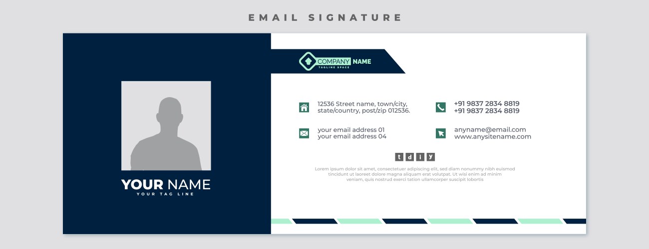 Minimal style email signature card template Vector Image