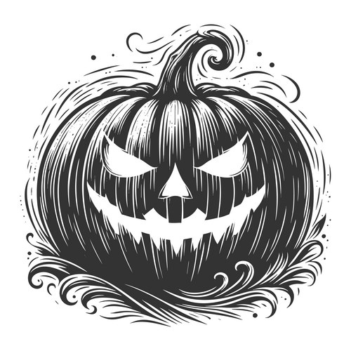 Eerie Halloween Pumpkin Engraving Vector Image