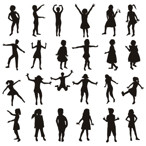 Kids Silhouettes - Playful Movement Vector Image