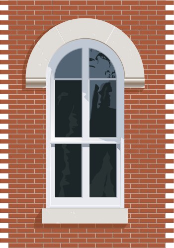 brick wall window vector