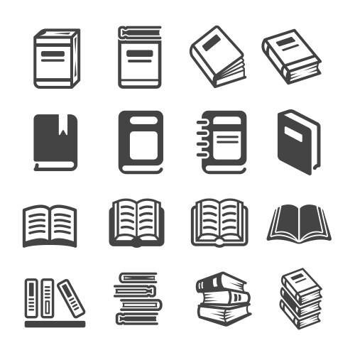 Book icon set simplicity theme Royalty Free Vector Image