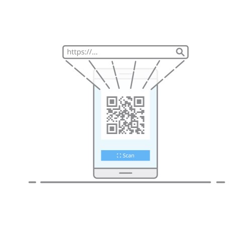 Concept scanning qr code with the camera on your vector image